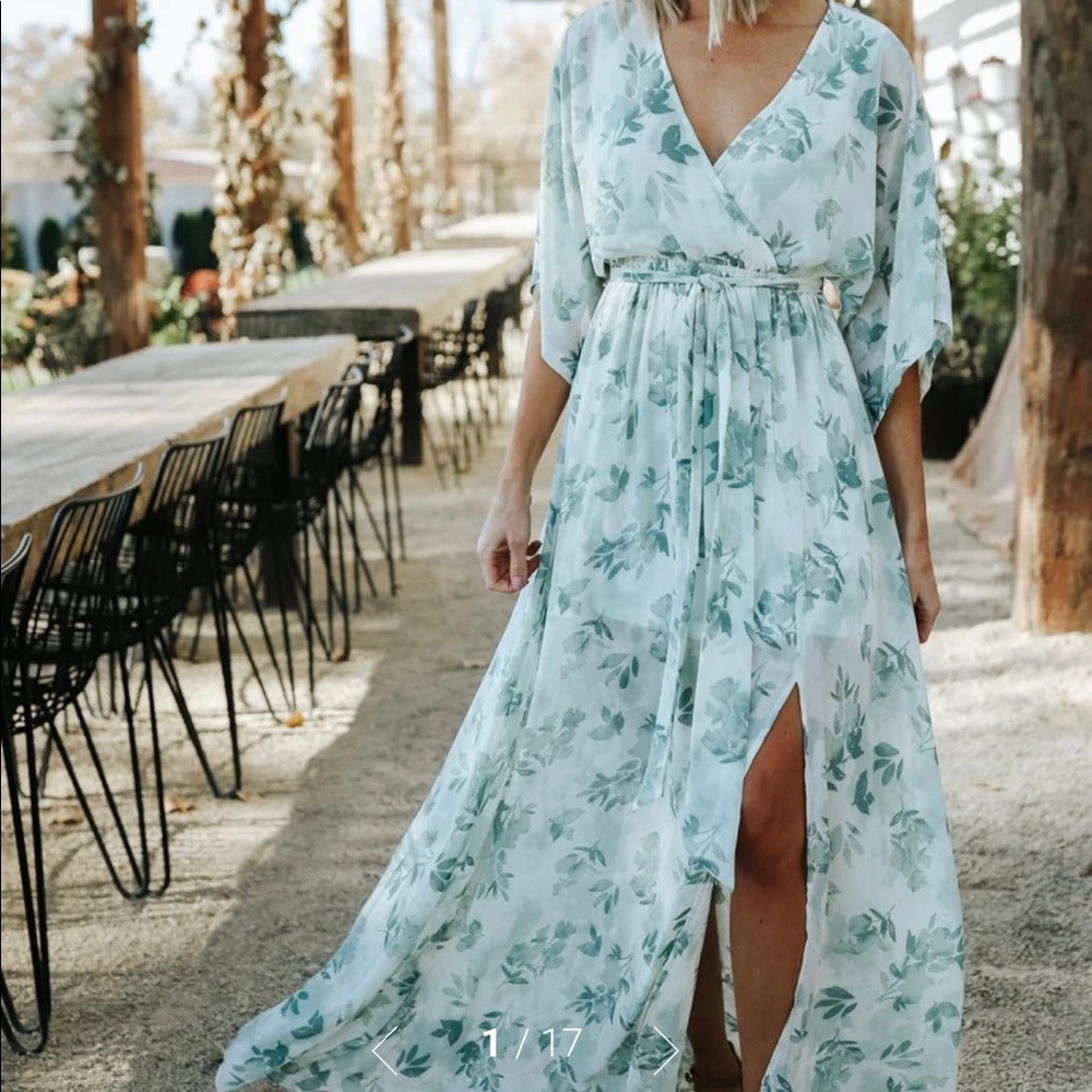 Baltic Born Sage Bridesmaids dress | Kia Kimono Maxi Dress | Large
